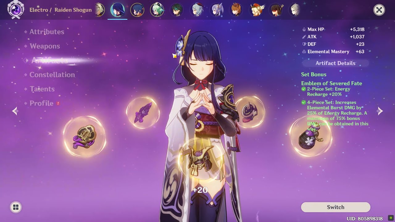 My C0 Lvl90 Raiden Shogun Stats With Primordial Jade Winged Spear Youtube