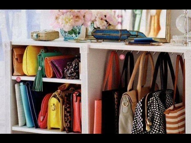 Ideas para organizar los bolsos o bolsas  cómo guardar y ordenar en el  closet o armario 