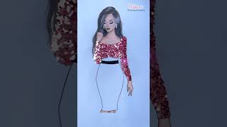 Beautiful Dress With Glitter Fashion Illustration Satisfying Creative Art