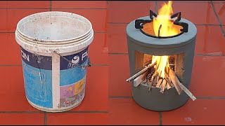 wood stoves, cement and plastic buckets - how to make wood stoves - synthesis ideas