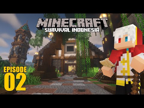 Membuat Tower Jam Agar Tidak Lupa Waktu & Interior - Minecraft Survival 1.18.1 Indonesia Episode 2