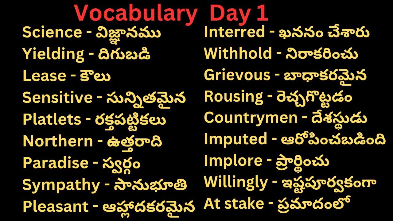 telugu to english meanings day 1 | spoken enough