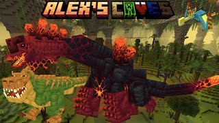 картинка: 🦕 ОБЗОР МОДА ALEKS’S CAVES В MINECRAFT! 🌋 Подземный мир динозавров и лавовый БОСС!