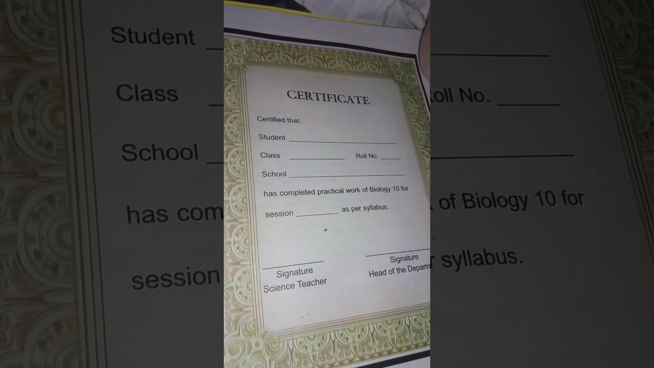 Practical copy ka certificate YouTube