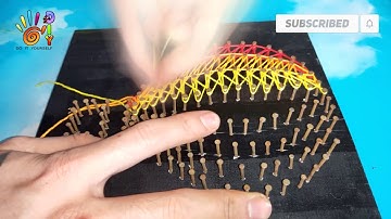 DIY - STRING ART TIME LAPSE/TRANH CHỈ ĐINH | KHINH KHÍ CẦU 7 MÀU SẮC LỘNG LẤY
