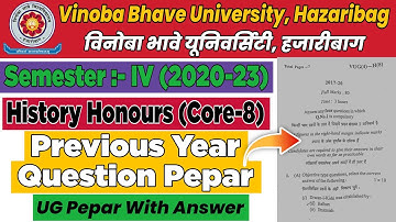 VBU UG Semester 4 History Honours Core 8 Previous year Question Paper With Answer Session (2017-20)