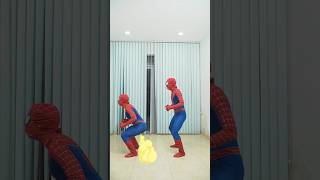 Spider-man meets spiderman, Spiderman flies away from Spider-man 😨? #spiderman #funny #shorts