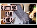 CUTTING BAD ENDS | SPLIT ENDS ON RELAXED HAIR| DOING A TRIM ON LONG RELAXED HAIR! |