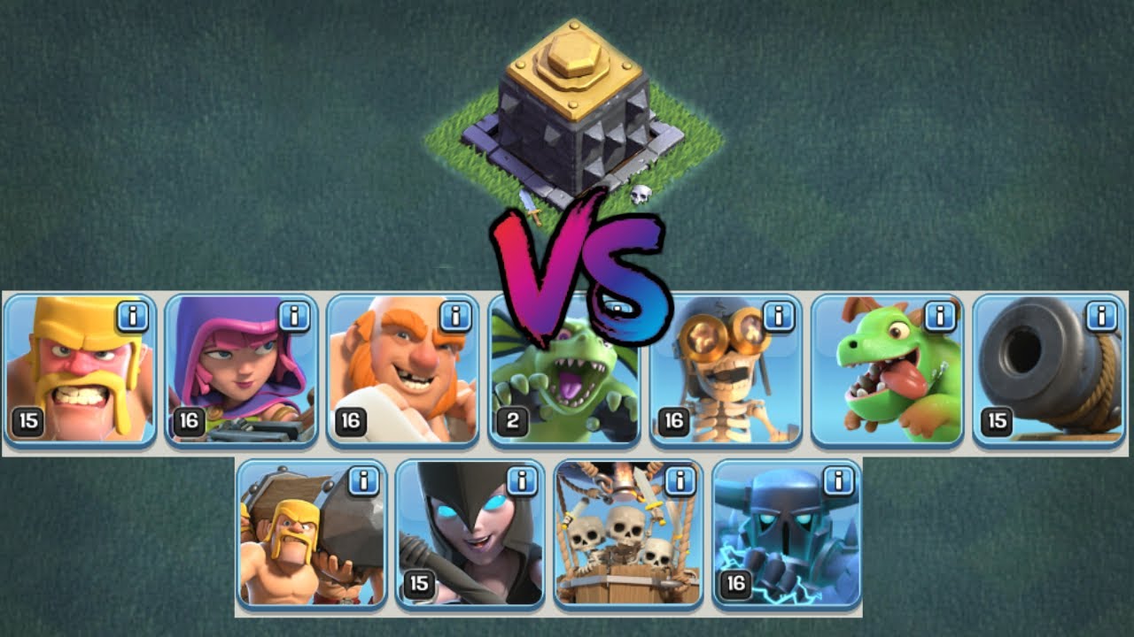 ALL TROOPS VS MAX LEVEL 8 CRUSHER CLASH OF CLANS