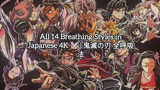 All 14 Breathing Styles in Japanese 4K⚔️ |鬼滅の刃全呼吸法 |Demon Slayer clips for editing✨️