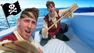 PIRATE SHIP RAFT ON A LAKE! We took our custom pirate ship inflatable pool raft to the waters! Lets get this to 15K Likes for more rafting vlogs and mods! Rafting