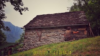 Summer nights alone in a stone cabin, old cabins visit, thunderstorm, swimming in the stream. ASMR