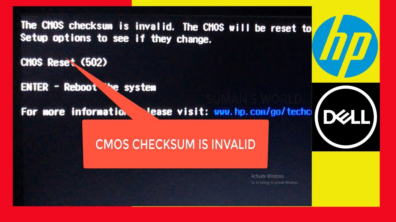 laptop cmos checksum invalid open scu