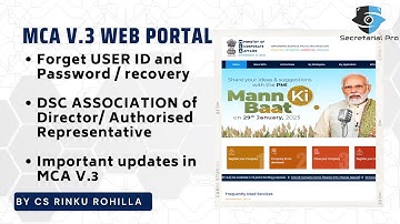 Forget ID PW| Change User Role| Director DSC Association| important updates MCA V.3 portal