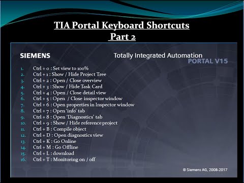 TIA Portal - Keyboard shortcuts - Part 2