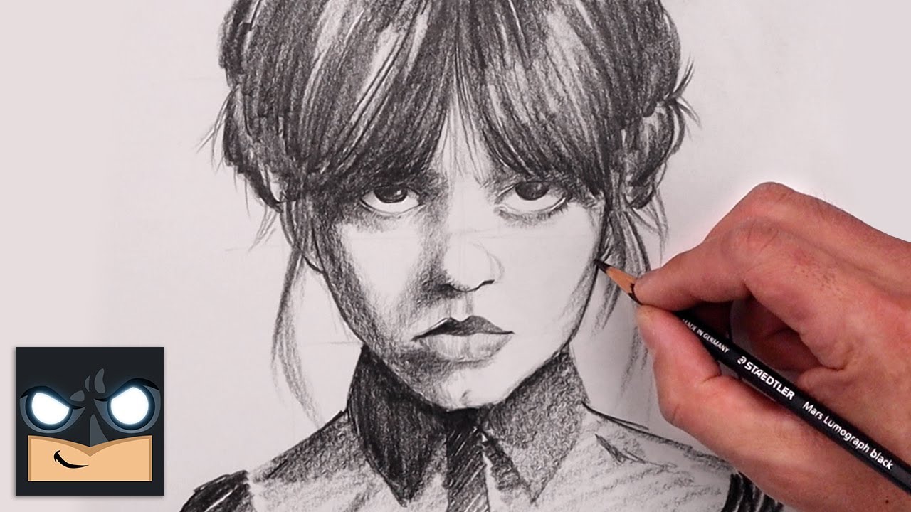 How To Draw Wednesday Addams | Sketch Tutorial - YouTube