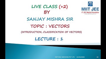 +2 / Live /Vectors /L -1 /Introduction / IIT JEE/ By Sanjay Mishra Sir