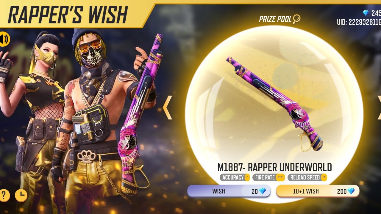 FREE FIRE THE BIG BUCKS RAPPER BUNDLE AND RAPPER UNDERWORLD M1887