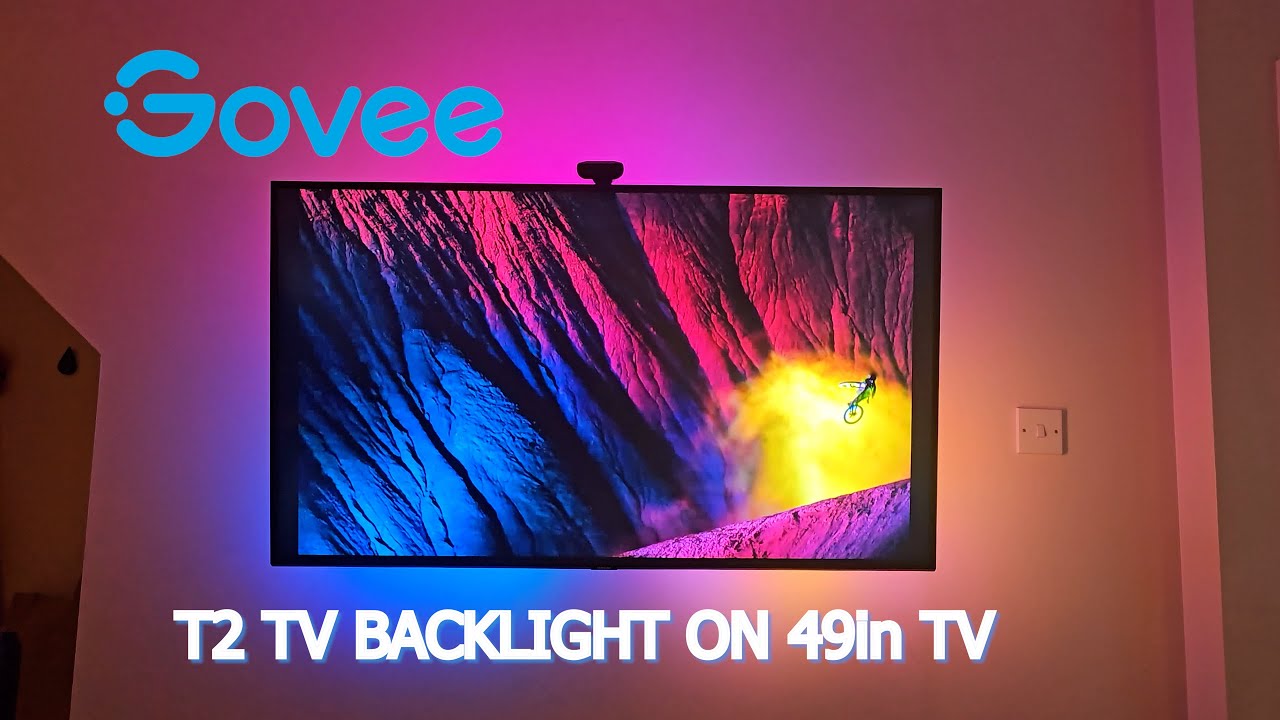 Govee T2 TV Backlight on Smaller 49 Inch TV and Auto Power On/Off Setup 