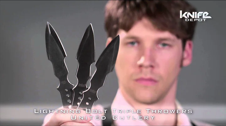 United Cutlery 7.25" Lightning Bolt Triple Throwing Knife Set with Shoulder Harness