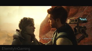 Star Wars Jedi Survivor Cal and Merrin vs Giant Drill &amp; Merrin kisses Cal - Uncharted vibes