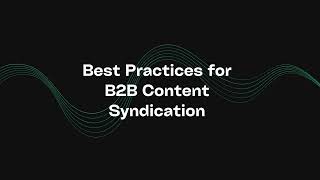 Effective B2B Content Syndication Plan