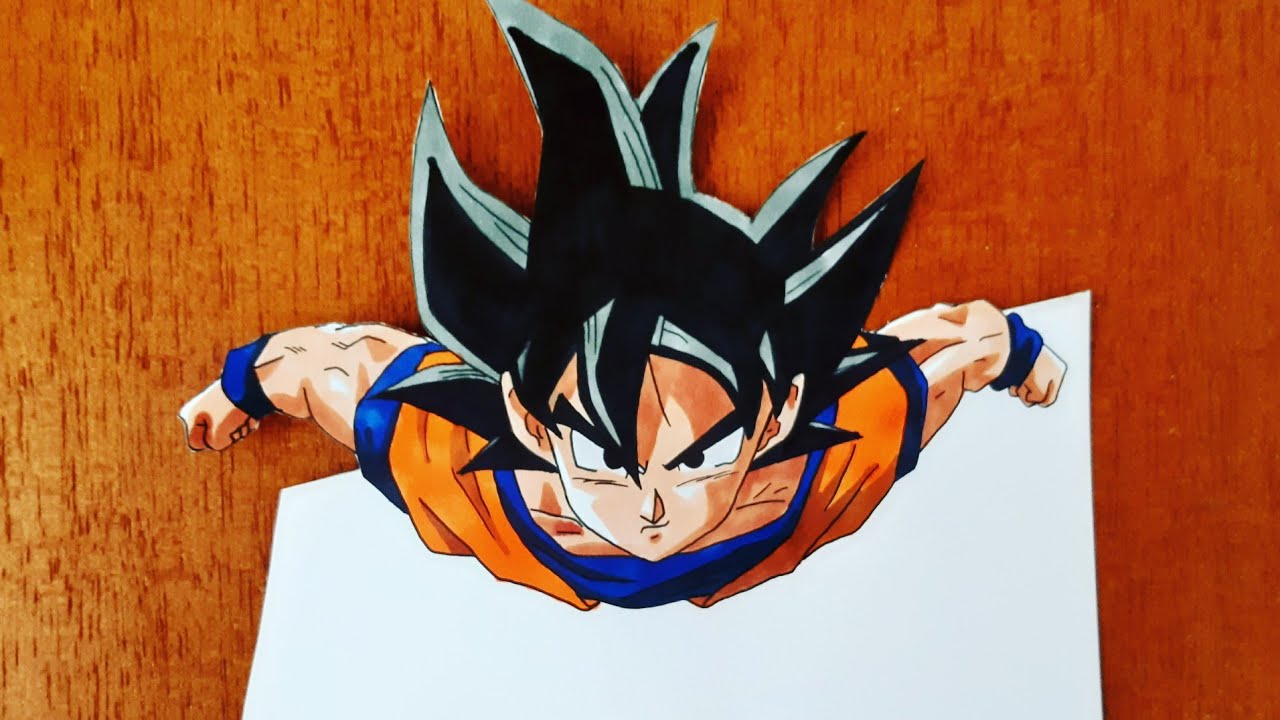 Como Desenhar o Goku Instinto Superior 3D - Passo a passo - Goku 3d 