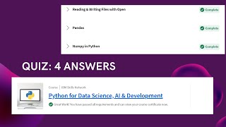 Python for Data Science, AI & Development IBM Skills Network | Week 4 Quiz answer | Coursera