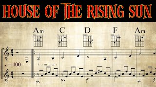 HOUSE OF THE RISING SUN | TAB & Sheet music | Tutorial for 1-2 Guitars | Instrumental screenshot 5