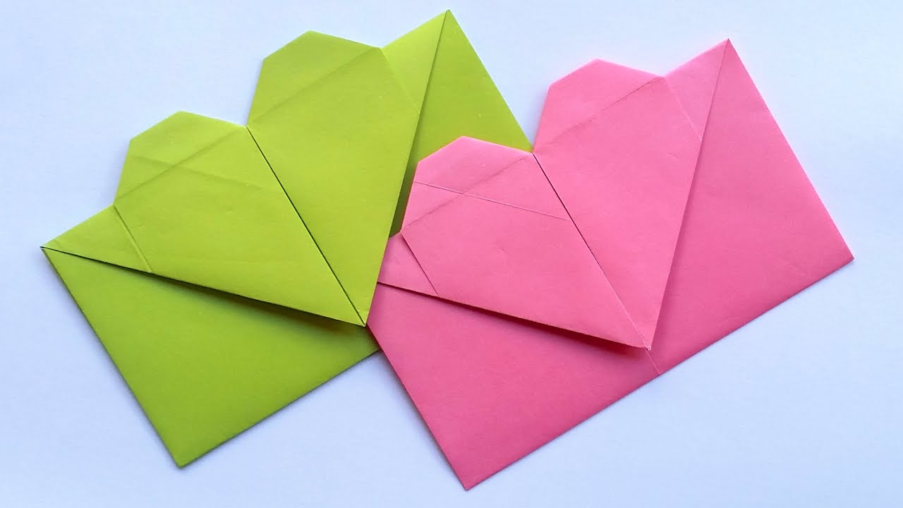 Heart Shape Envelopes - Making Envelope With Paper [Without Glue Tape ...