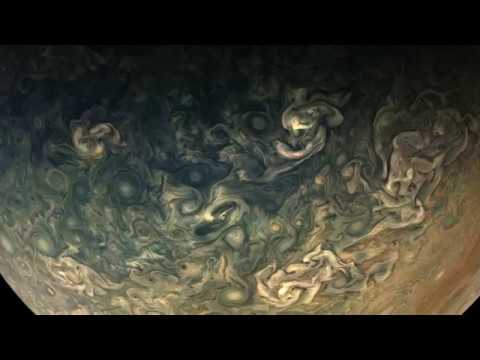 Juno's Perijove-10 Jupiter Flyby, Reconstructed in 125-Fold Time-Lapse, Preliminary