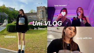 uni vlog (as a student in Korea): taking pics at school,k-pop karaoke, study with me for exams