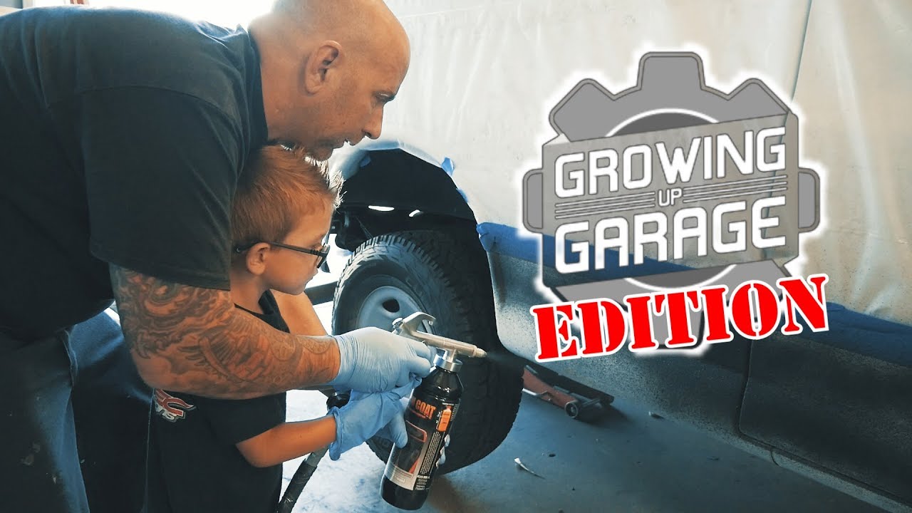 Chevy Express Van Conversion: Spraying bedliner material - Growing Up Garage Edition Ep. 2