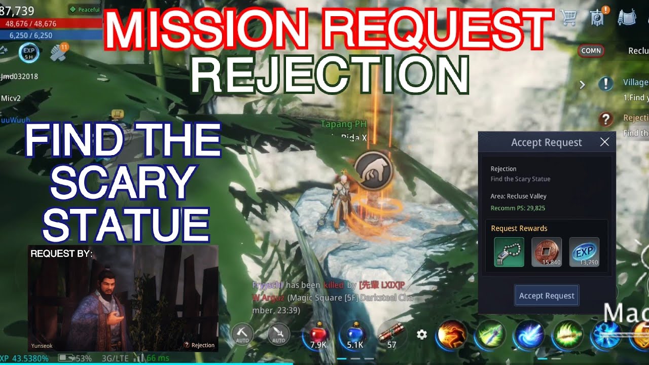 REJECTION FIND THE SCARY STATUE MISSION REQUEST MIR4 TUTORIAL