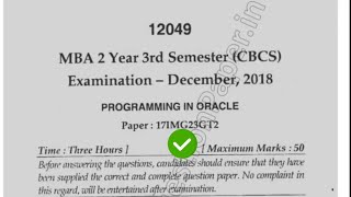 2018 Mdu MBA 3rd Sem Programming in Oracle Question Paper #MduQuestionPaper