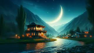 Night Nature,ASMR,Ambiance View of a house next to the river,Crescent moon,Relaxation Sound,AFG1