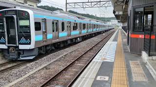 [配9744M]E131系200番台N7編成＋N8編成新津出場配給クモヤE493系ｵｸ02編成＋E131系200番台ﾅﾉN8編成＋ﾅﾉN7編成が沼田駅1番線を通過
