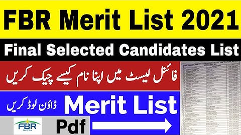 FBR Merit List Uploaded 2021 | FBR Jobs Interview Result | FBR Sepoy & Naib Qasid Merit List 2021