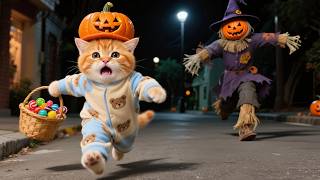 Ginger Kitten Meets a Halloween Ghost 😨👻, Mama Cat’s Gentle Comfort ❤️ | Funny Cat Videos