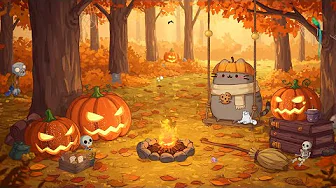 Peaceful Autumn Night with Pusheen ๐๐ฅ Relaxing Lofi Beats for Study & Sleep | Cozy Fall Ambience