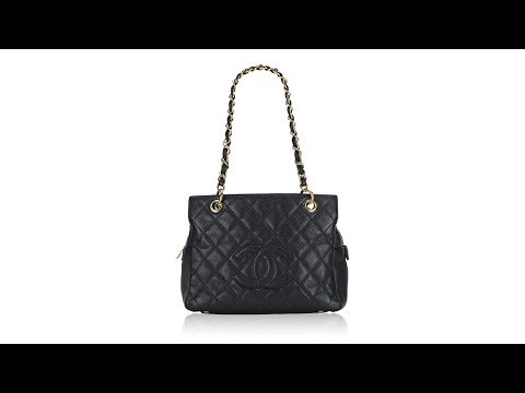 Chanel Caviar Quilted Petite Timeless Shopping Tote Black 