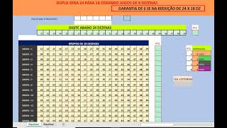 DUPLA SENA 24 PARA 18 GERANDO JOGOS DE 8 DEZENAS