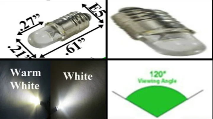E5 Midget Screw Round Top 1 LED 6, 12, 24 VDC T1-3/4