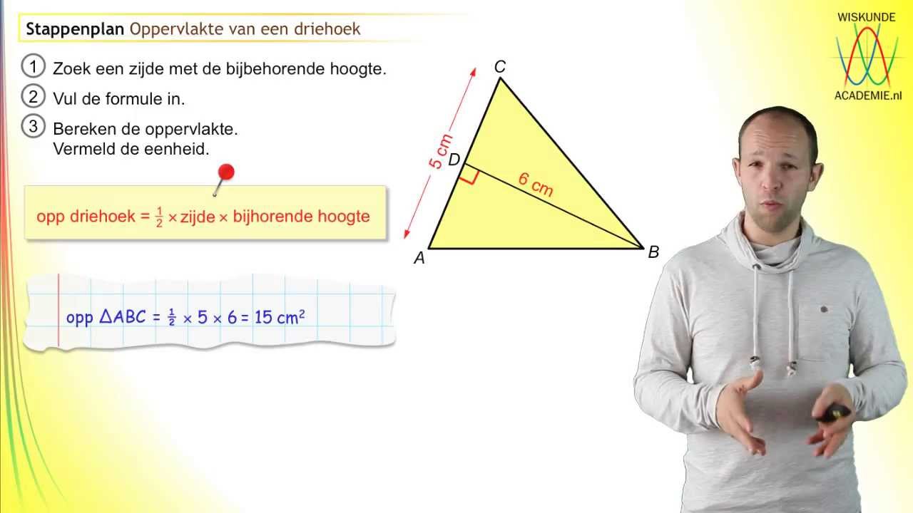 Driehoek - De Oppervlakte Van Een Driehoek (Stappenplan) - Wiskundeacademie  - Youtube