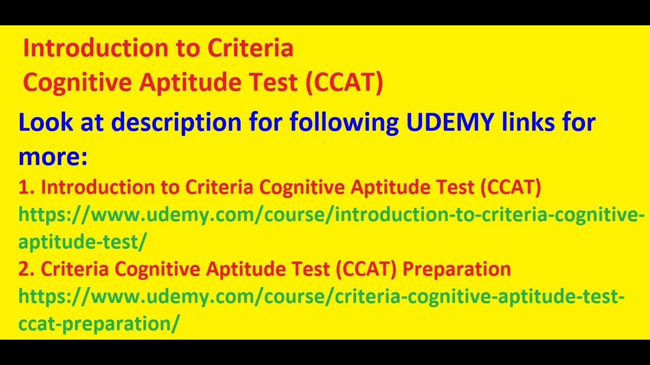 Introduction To Criteria Cognitive Aptitude Test CCAT YouTube