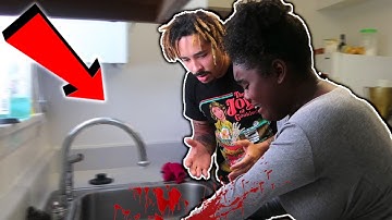 HAND IN GARBAGE DISPOSAL PRANK ON HUSBAND! *he panicked*
