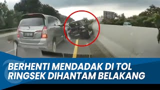 DETIK-DETIK Grand Livina Berhenti Mendadak di Jalur Cepat Tol Jagorawi, Ringsek Ditabrak Belakang