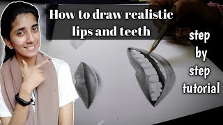 How to draw lips and teeth | step by step tutorial | lip drawing tutorial | easy method |