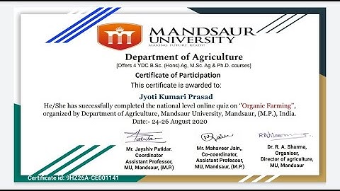 National level online quiz on Organic farming |Online quiz on farming |Free E-certificate quiz