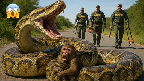 "Heart-Stopping Rescue: Heroes Save Monkey from Giant Python"🐍